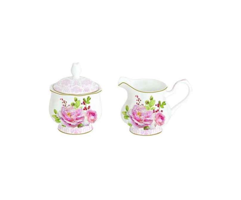 Porcelanowa cukiernica i mlecznik do kawy FLORAL DAMASK