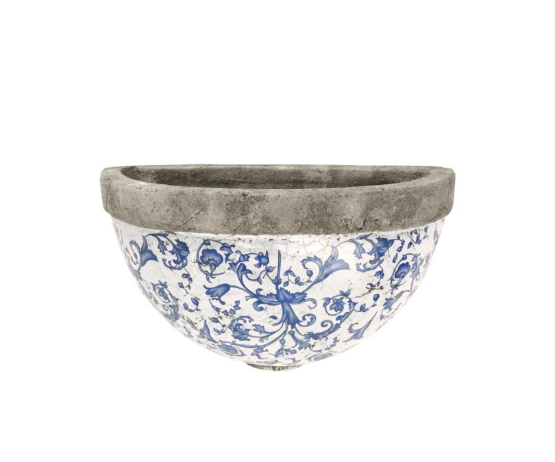 Donica ceramiczna podwieszana niebiesko-biała