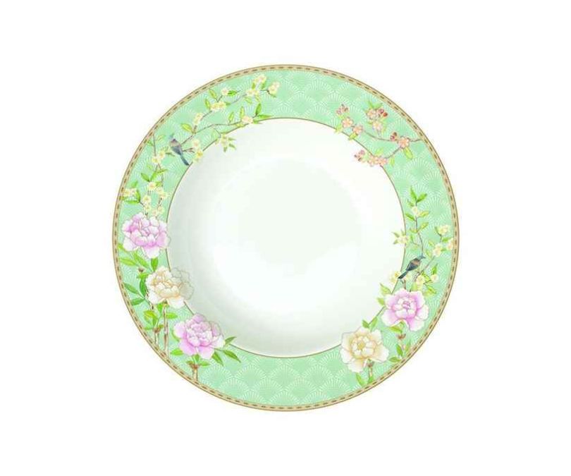 Porcelanowy talerz na zupę zielony PALACE GARDEN