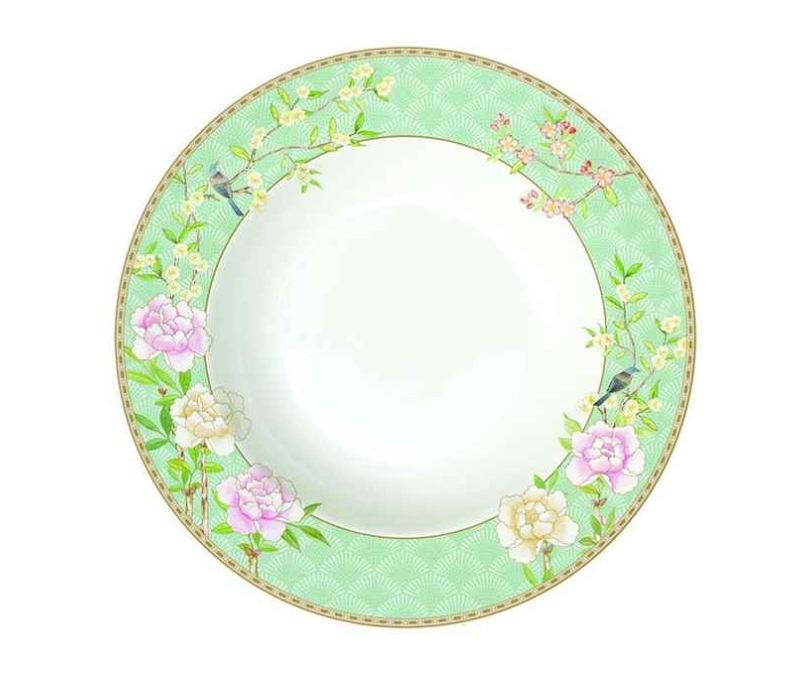 Porcelanowy talerz na zupę zielony PALACE GARDEN