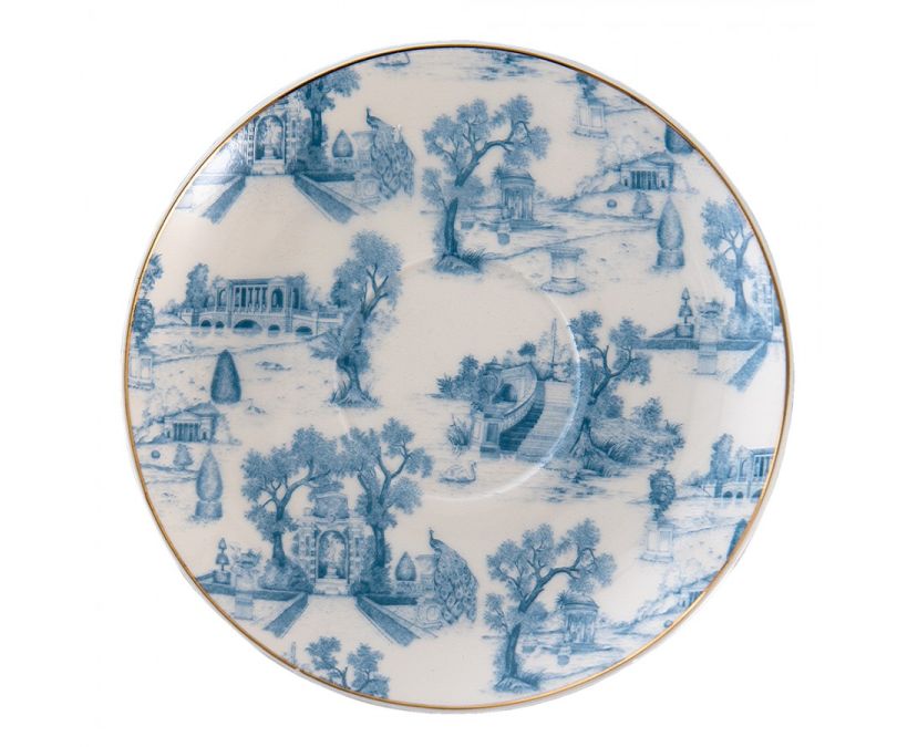Filiżanka porcelanowa biało-niebieska zestaw 6 szt.