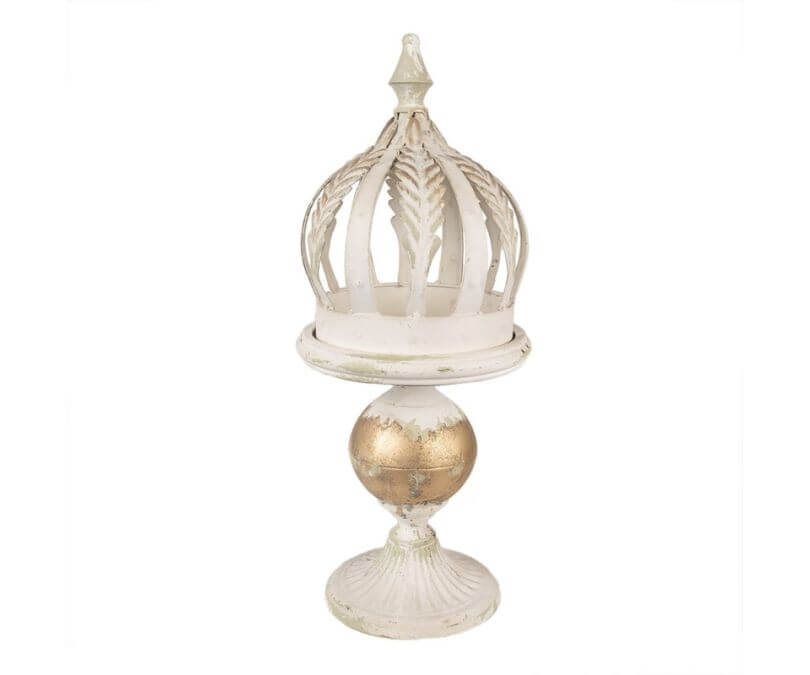 Świecznik złoty biały styl romantyczny korona_2