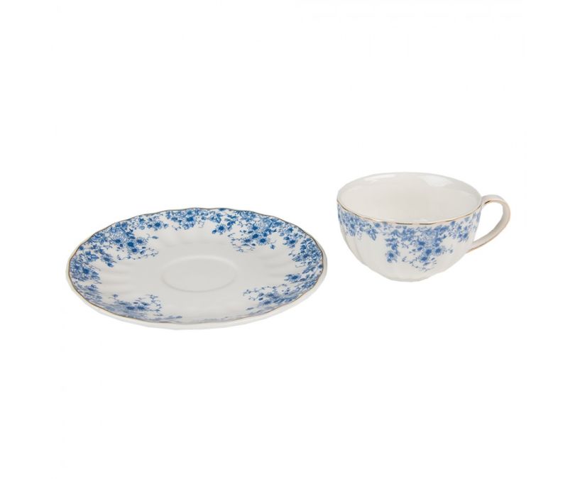 Filiżanka porcelanowa 200 ml niebieskie kwiaty zestaw 4 szt.
