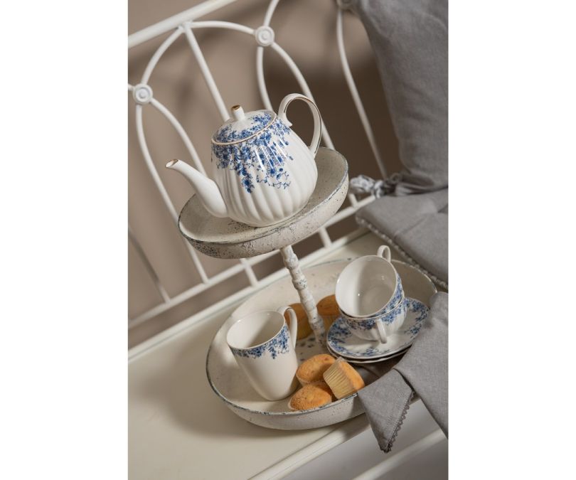 Filiżanka porcelanowa 200 ml niebieskie kwiaty zestaw 4 szt.