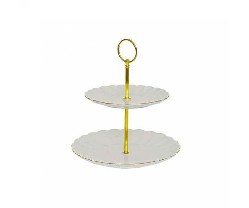 Porcelanowa patera dwupoziomowa szara ROYALE