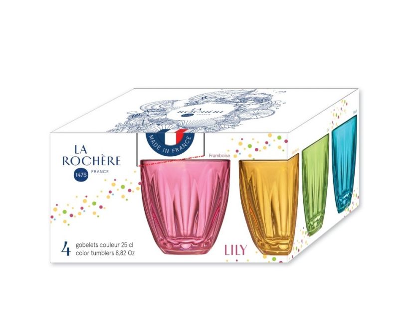 Szklanka Lily  komplet 4 szt. szklanki kolorowe 250 ml