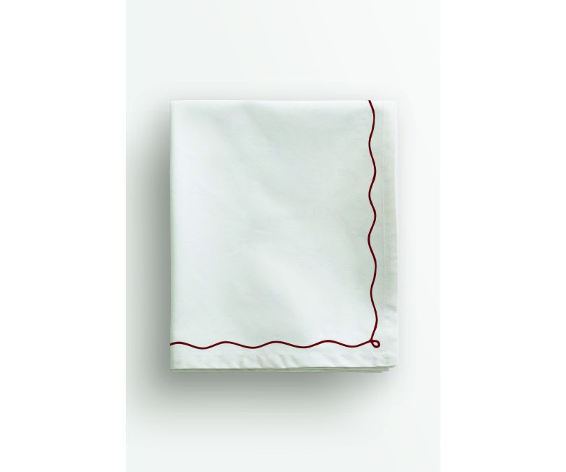 Obrus świąteczny biały czerwona kokarda