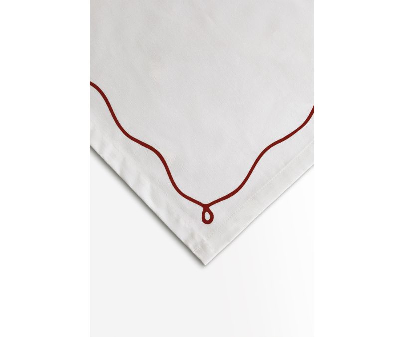 Obrus świąteczny biały czerwona kokarda