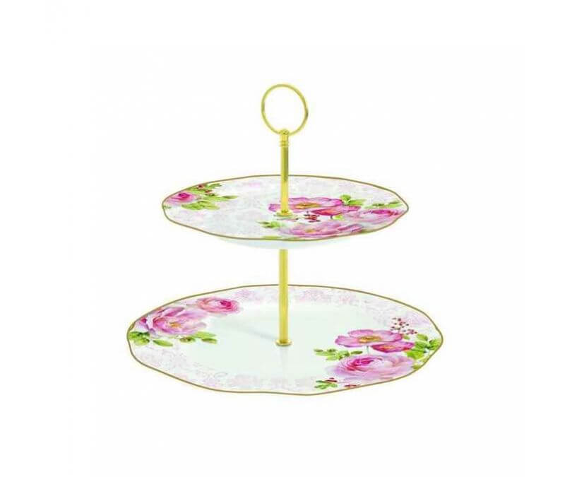 Porcelanowa patera dwupoziomowa FLORAL DAMASK