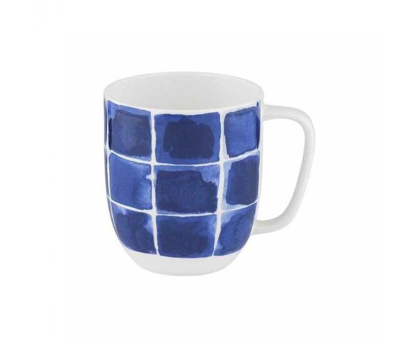 Kubek porcelanowy w kratkę 380 ml INDIGO