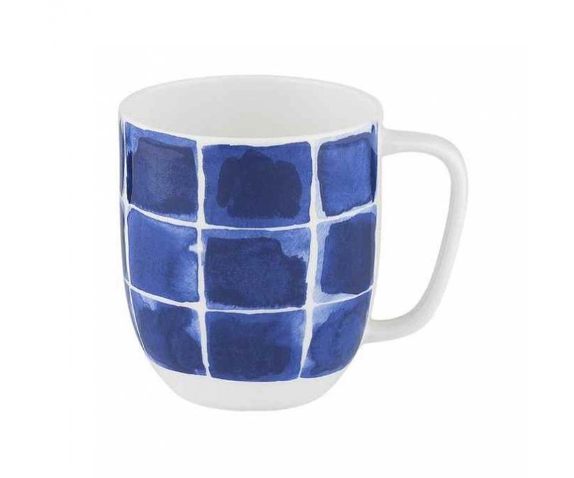 Kubek porcelanowy w kratkę 380 ml INDIGO