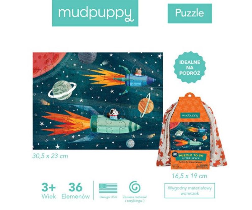 Mudpuppy. Puzzle podróżne w woreczku - Kosmos