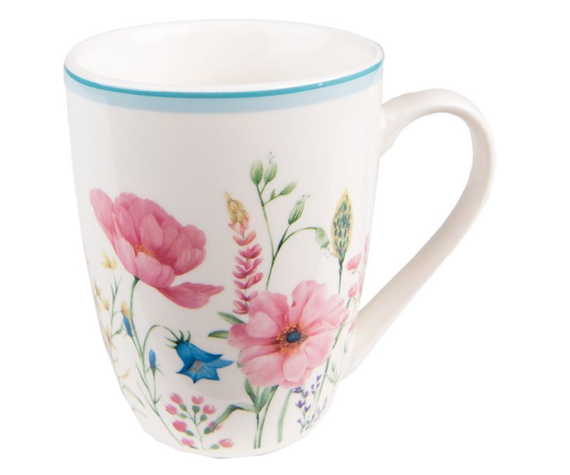 Kubek porcelanowy różowe kwiaty zestaw 6 szt.