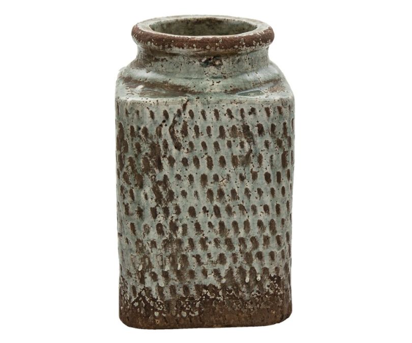 Wazon ceramiczny zielony postarzany