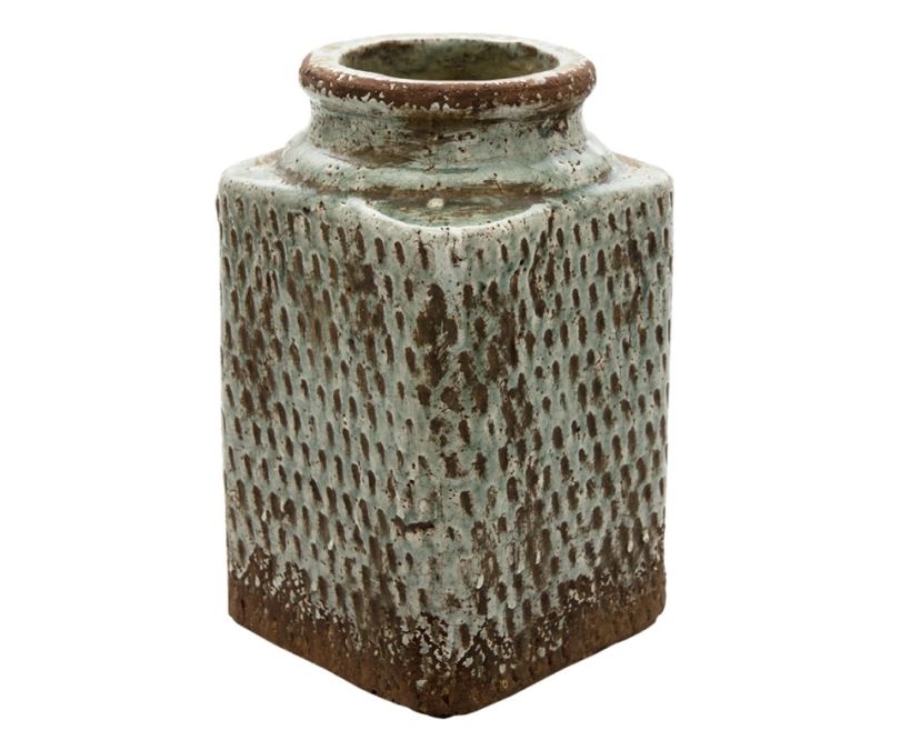 Wazon ceramiczny zielony postarzany