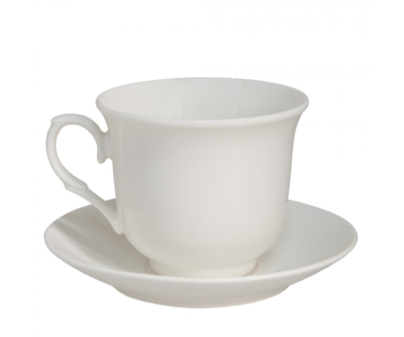 Filiżanka porcelanowa biała romantyczna komplet 6 szt.