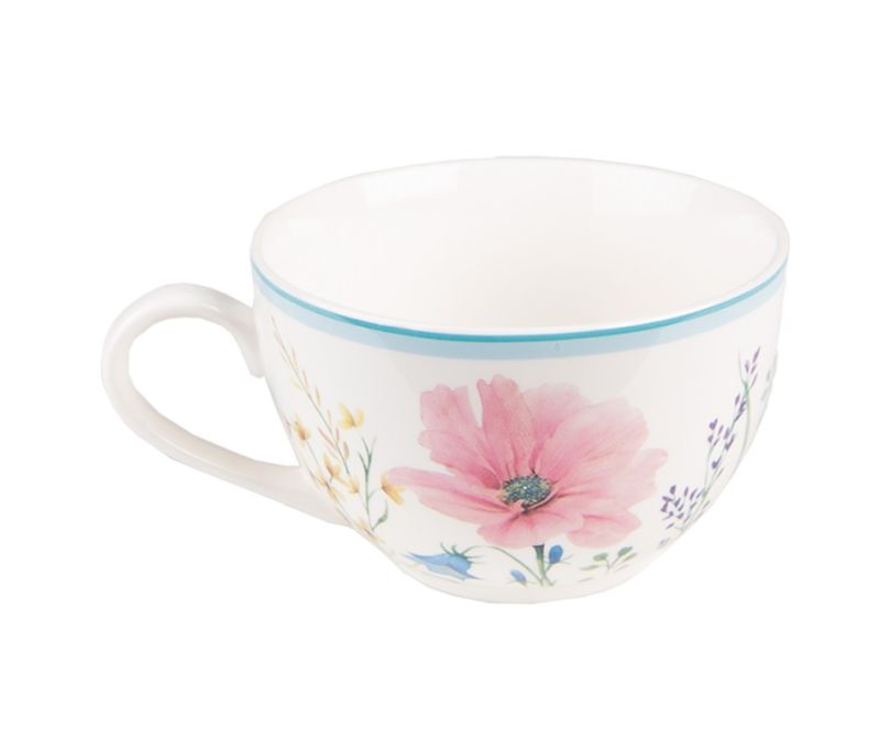Filiżanka porcelanowa 230 ml różowe kwiaty zestaw 6 szt.