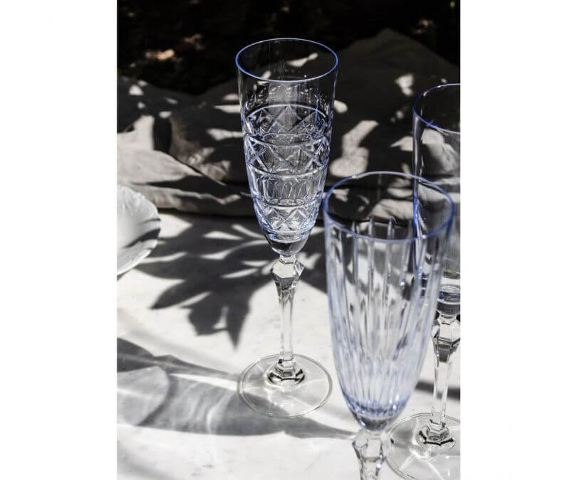 Kieliszki do szampana prosecco 3 sztuki niebieskie Veranda huta julia