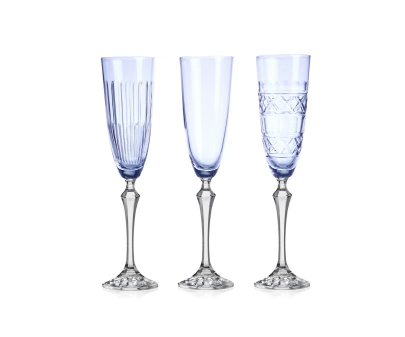 Kieliszki do szampana prosecco 3 sztuki niebieskie Veranda huta julia