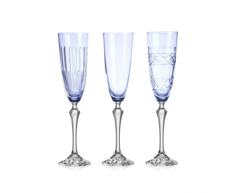 Kieliszki do szampana prosecco 3 sztuki niebieskie Veranda huta julia