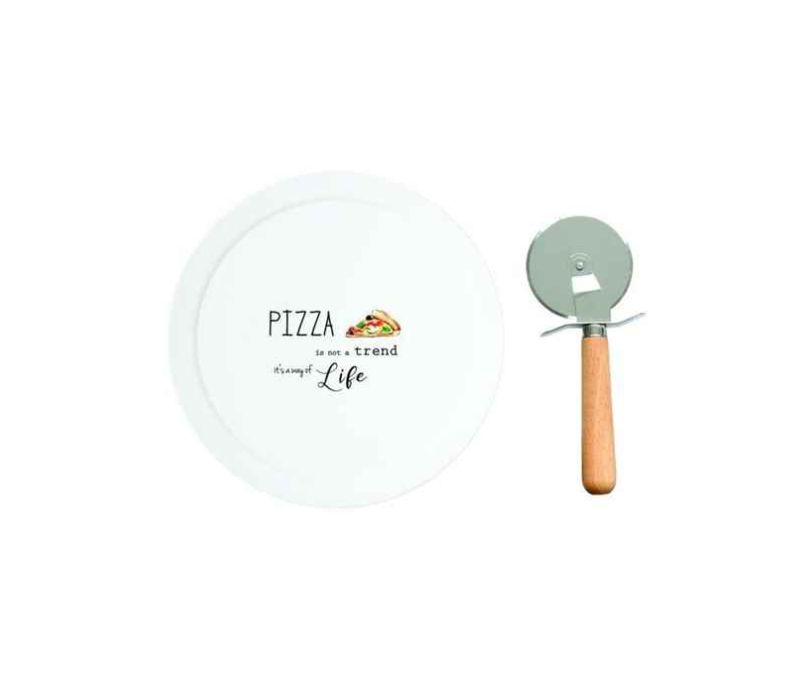 Porcelanowy serwis do pizzy z nożem 36 cm KITCHEN ELEMENTS