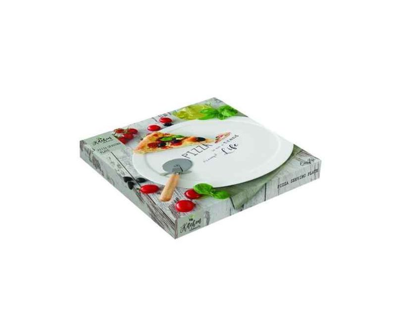 Porcelanowy serwis do pizzy z nożem 36 cm KITCHEN ELEMENTS