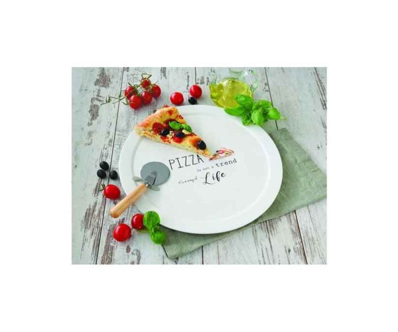 Porcelanowy serwis do pizzy z nożem 36 cm KITCHEN ELEMENTS