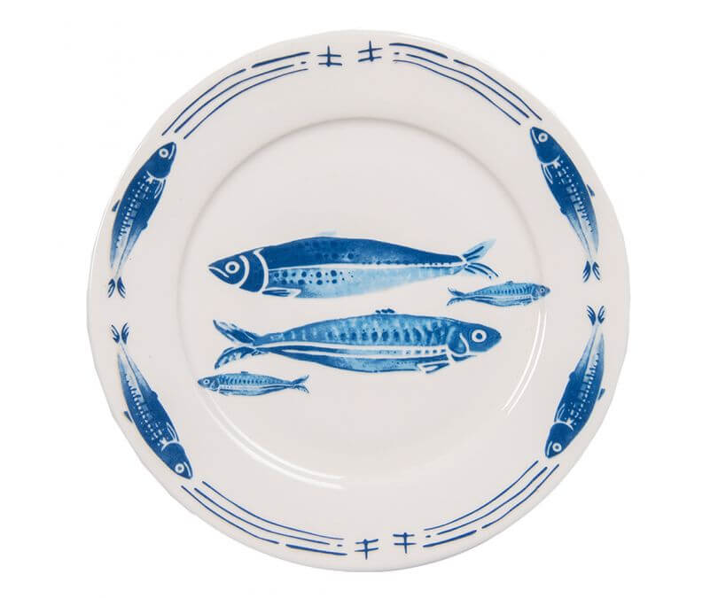 Talerz porcelanowy niebieskie ryby 26 cm zestaw 6 szt