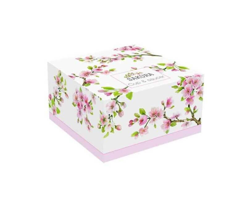 Filiżanka porcelanowa z podkładką akacjową SAKURA