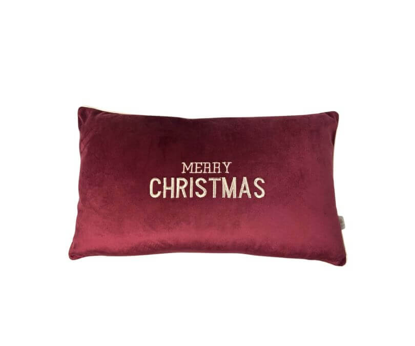 Poduszka świąteczna dekoracyjna prostokątna Merry Christmas bordowa