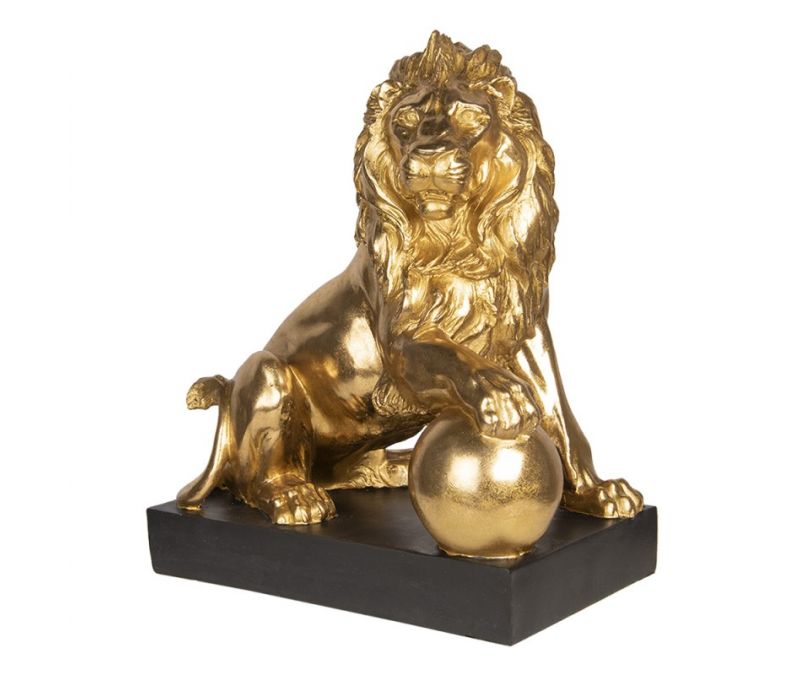 Dekoracja stojąca rzeźba złoty lew