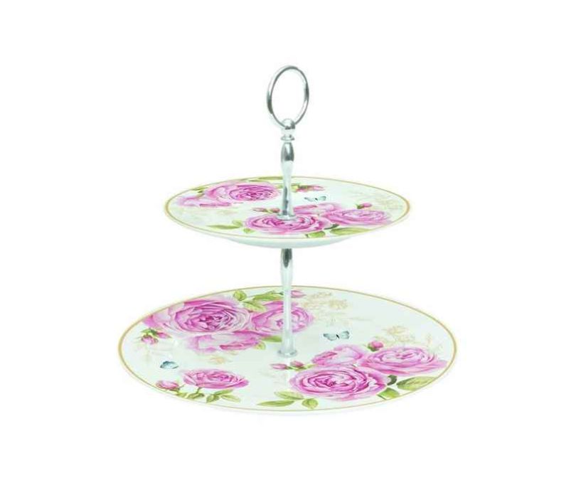 Porcelanowa patera dwupoziomowa w róże ROMANTIC