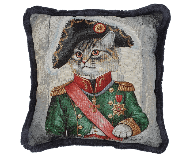 Poduszka żakardowa kot generał