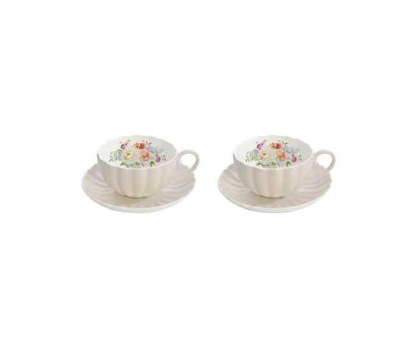 Zestaw 2 porcelanowych filiżanek espresso beżowych 100 ml ROYALE