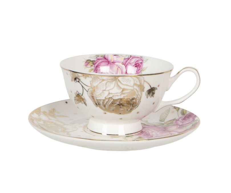 Filiżanka do herbaty złota róża porcelana
