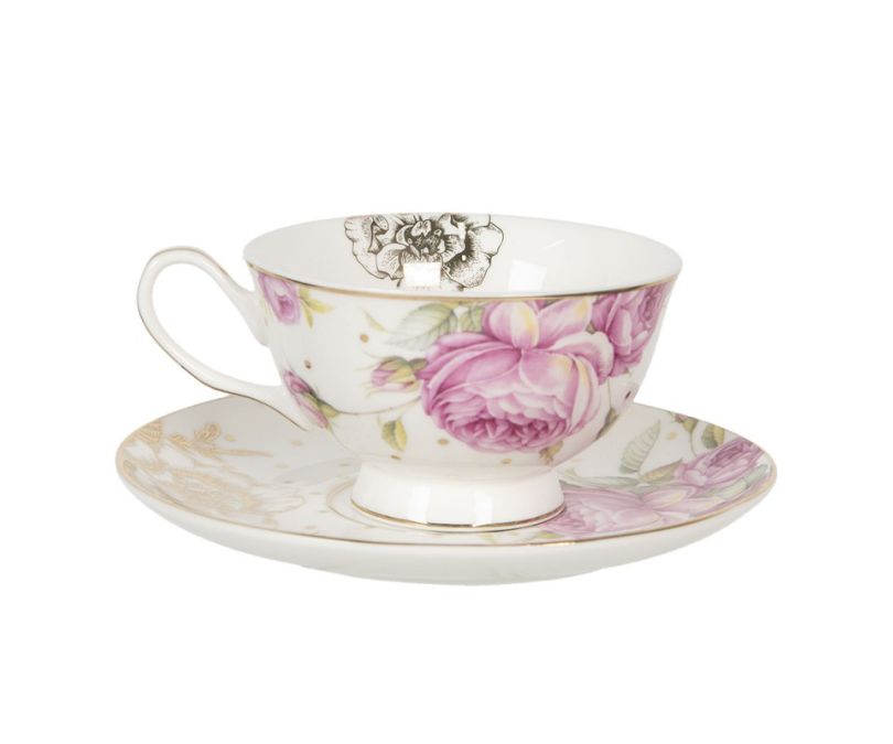 Filiżanka do herbaty złota róża porcelana