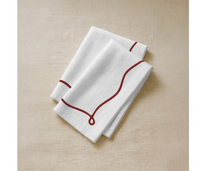 Serwetki świąteczne białe czerwona kokarda 2 szt. 40x40 cm