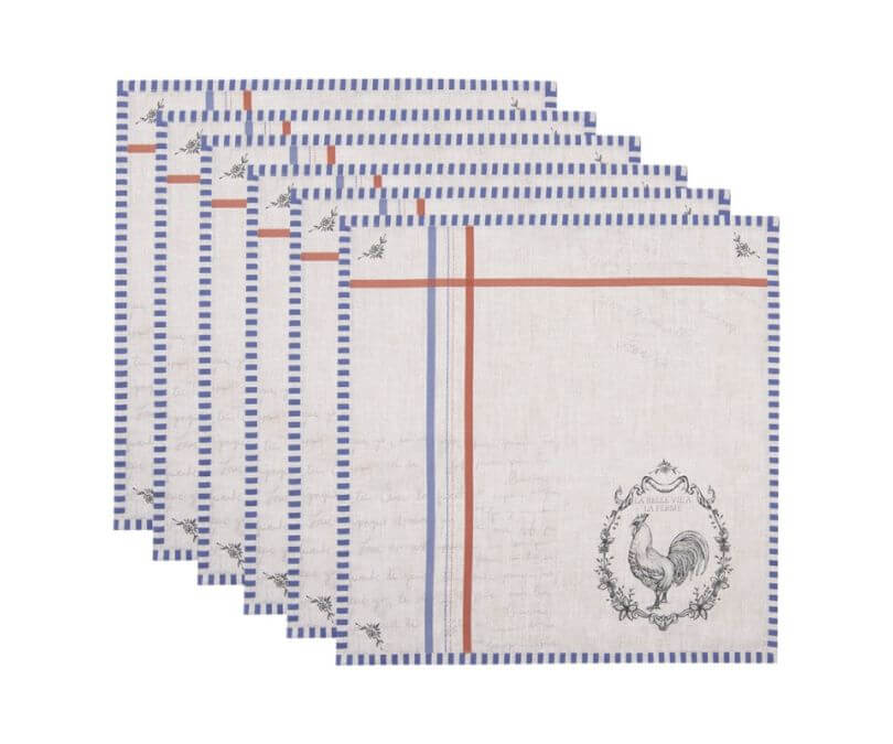 Serwetki bawełniane kogut 40x40 cm komplet 6 szt.