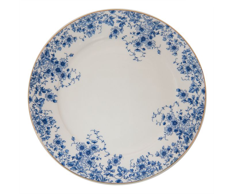 Talerz porcelanowy niebieskie kwiaty zestaw 4 szt.
