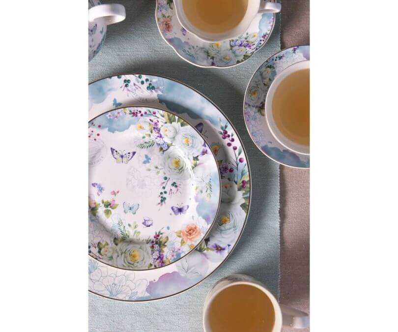 Talerz porcelanowy obiadowy Kwiaty komplet 4 szt._3
