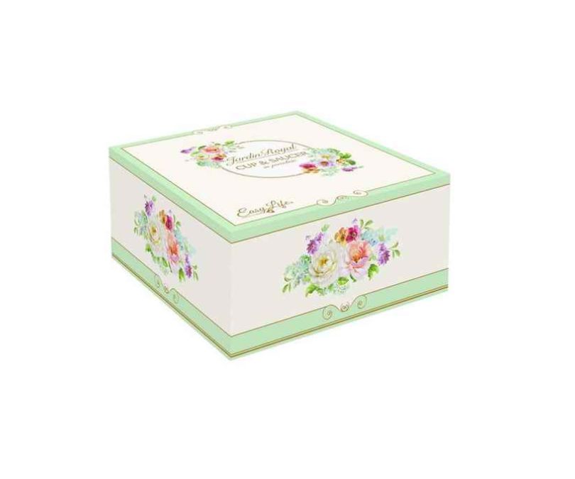 Porcelanowa filiżanka z talerzykiem pudrowy róż 200 ml ROYALE