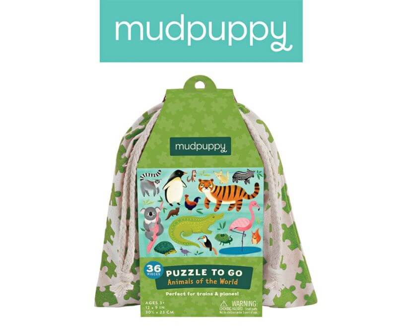 Mudpuppy. Puzzle podróżne w woreczku - Zwierzęta