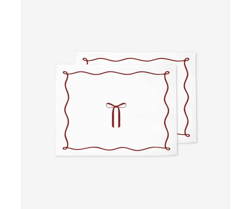 Podkładka świąteczna biała czerwona kokarda 2 szt. 35x45 cm