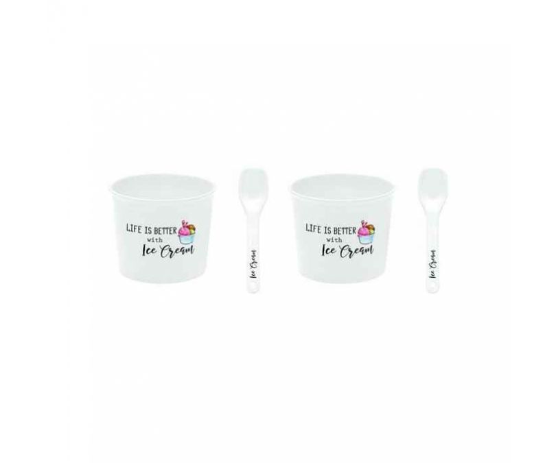 Porcelanowy zestaw kubeczków do serwowania lodów KITCHEN ELEMENTS