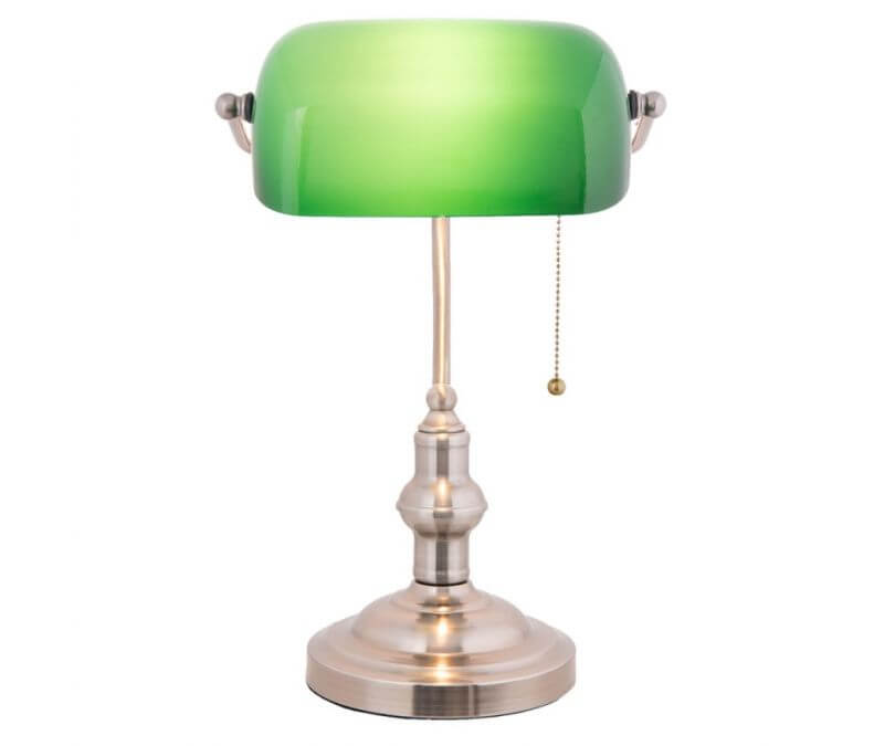 Lampa biurkowa retro biblioteczna zielona