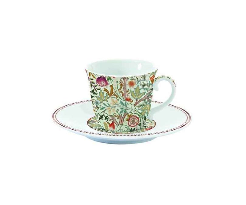 Porcelanowa filiżanka z talerzykiem zielona 200 ml WILLIAM MORRIS