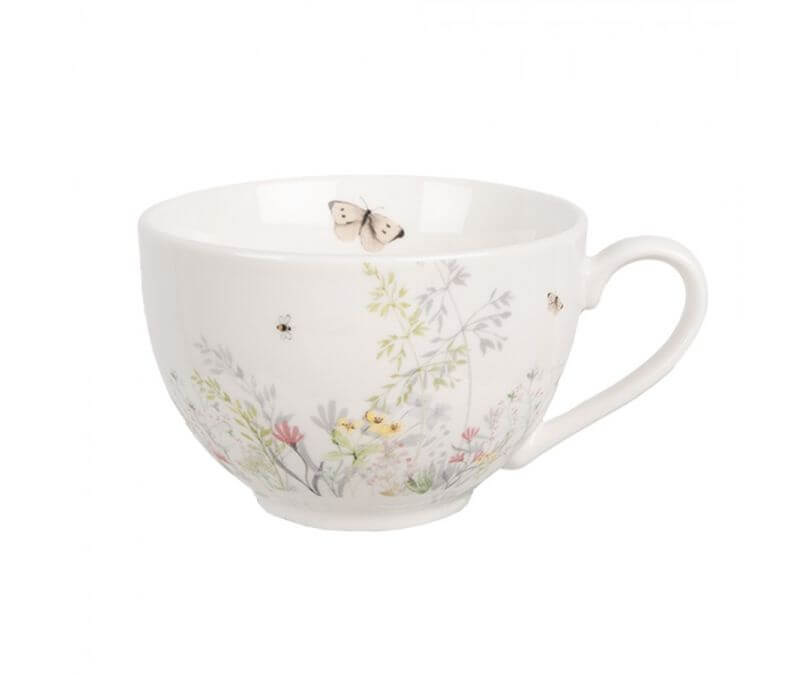 Filiżanka porcelanowa kremowa kwiaty 250 ml komplet 4 szt.