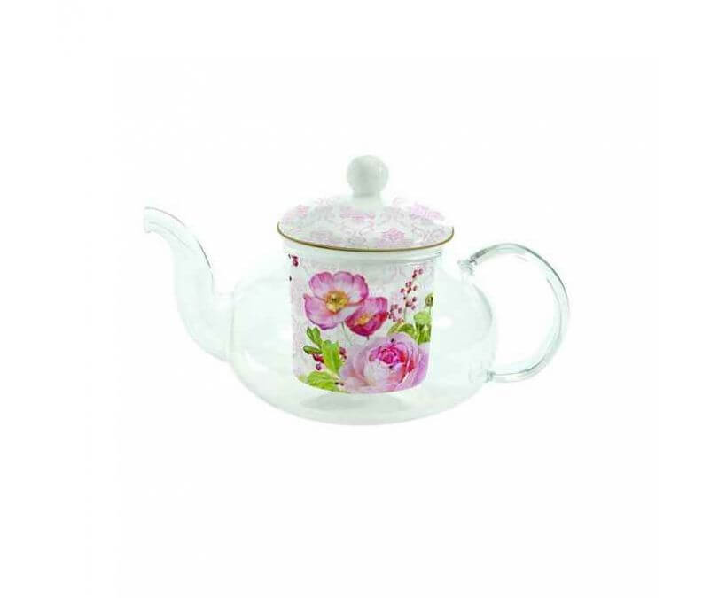 Czajnik z szkła borokrzemowego z zaparzaczem FLORAL DAMASK
