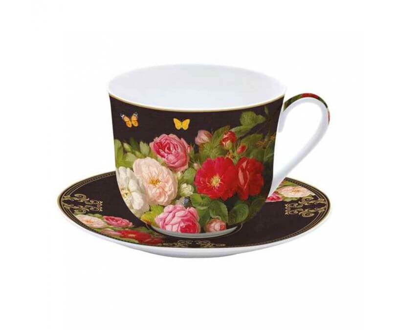 Porcelanowa filiżanka z talerzykiem 370 ml VICTORIAN GARDEN