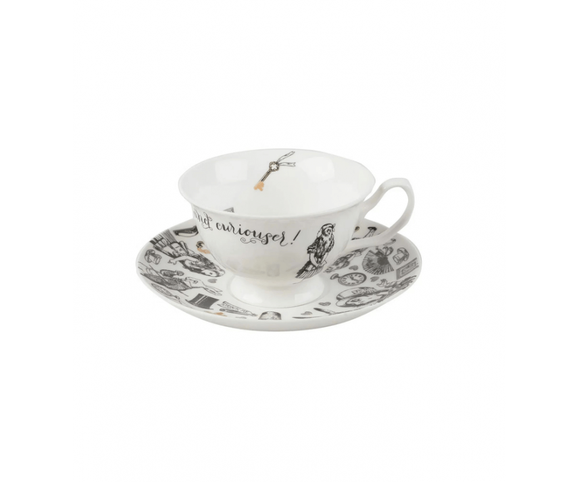Filiżanka porcelanowa ze spodkiem Alicja w Krainie Czarów 210 ml